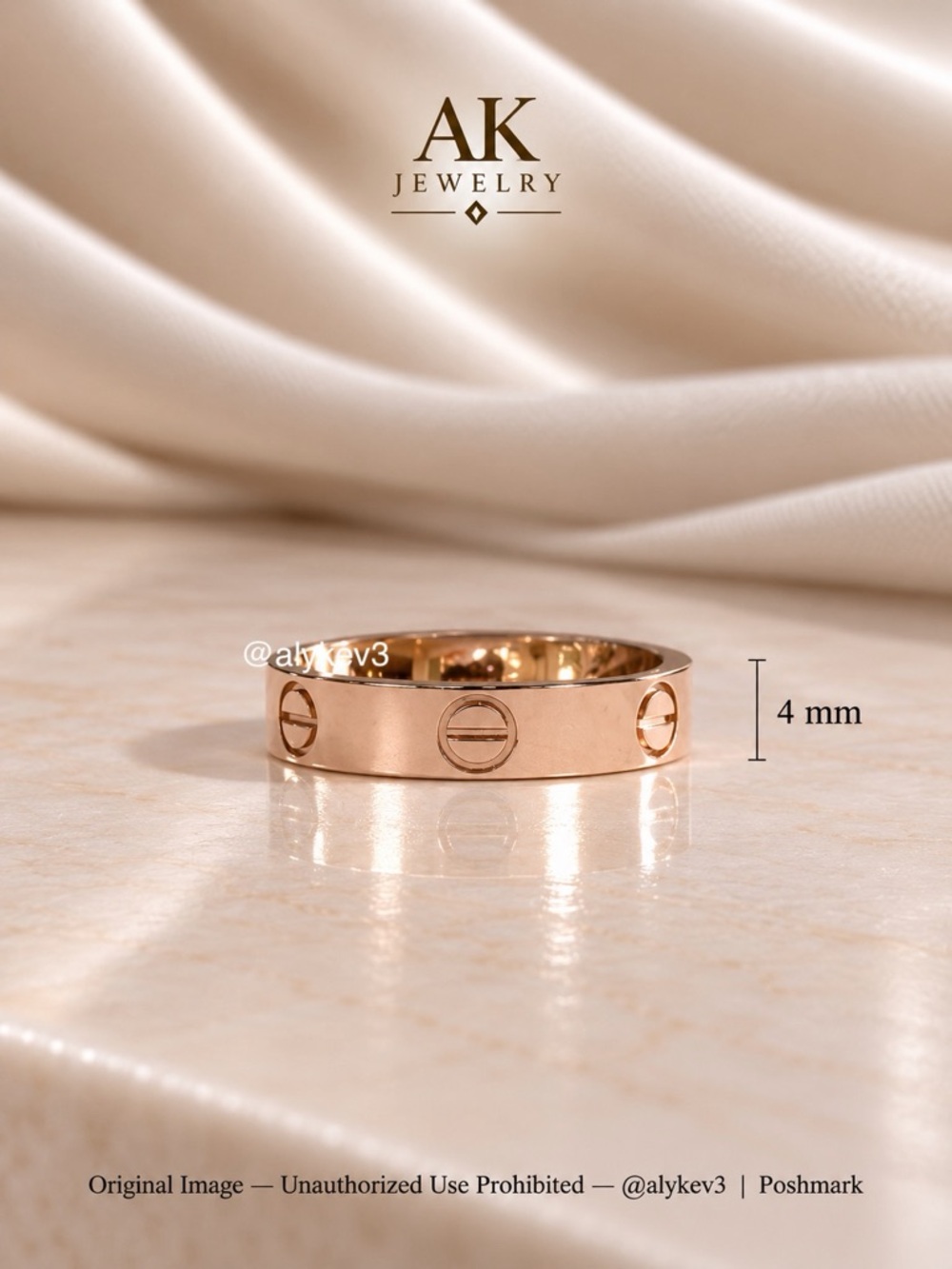 💎LUXURY 4mm Wide Rose Gold Ring, Screw Motif w/Screw Head Detail | AK Jewelry™